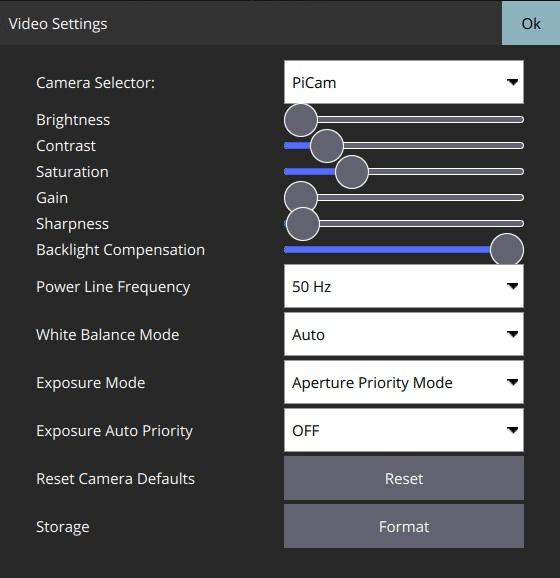 Camera Panel - MAVLink settings