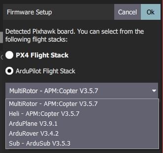 ArduPilot'ı seçin