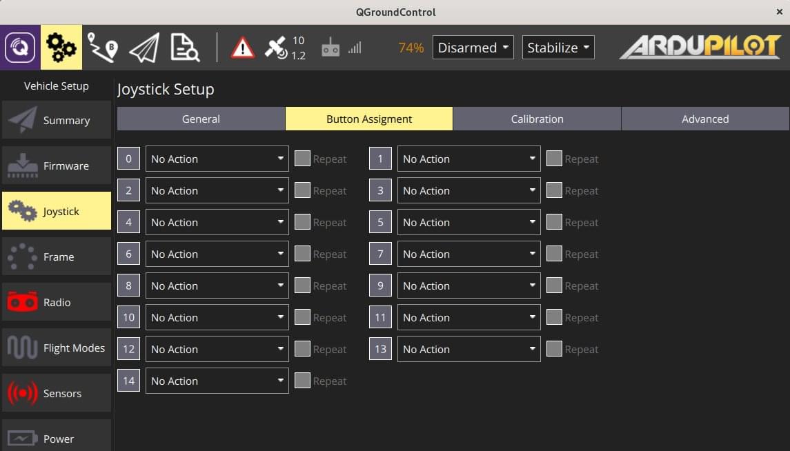 Joystick setup - Buttons