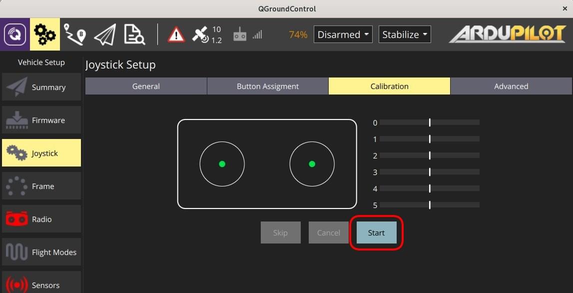 Joystick setup - Calibration