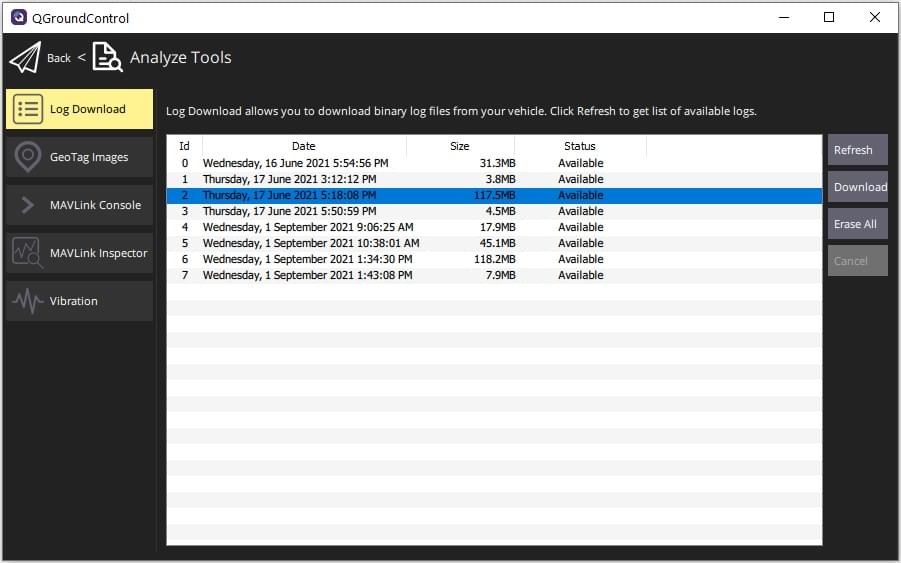 Analyze View Log Download