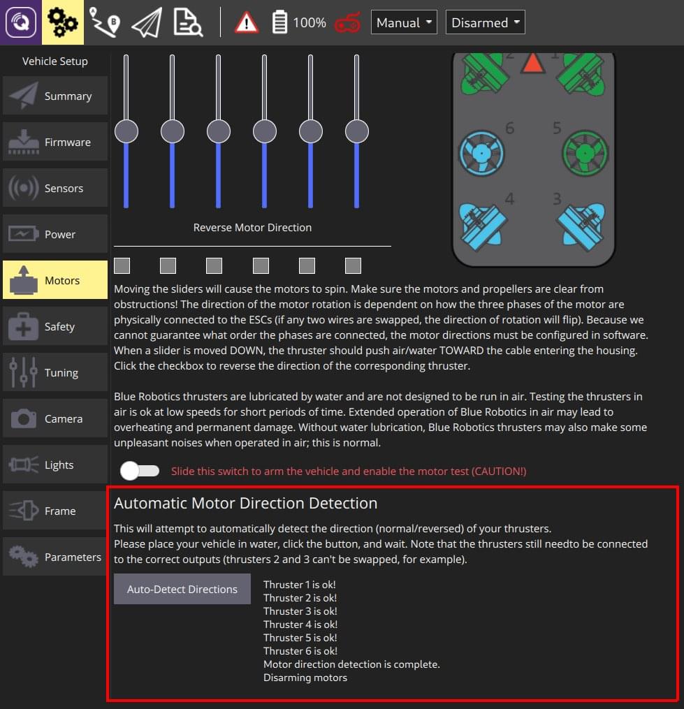 Ardusub Motors Auto-Setup