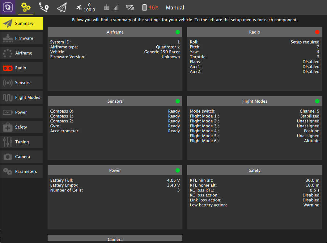 Vehicle Setup · QGroundControl User Guide