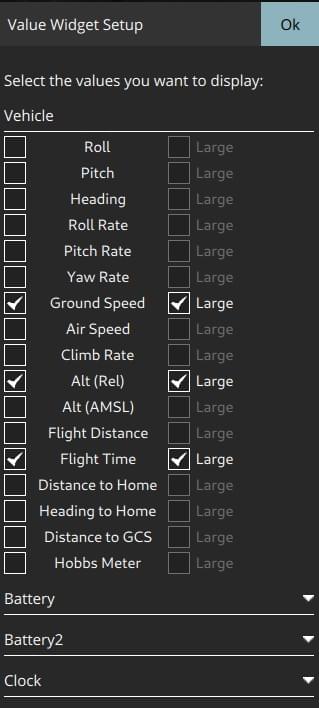 Instrument Page - values settings